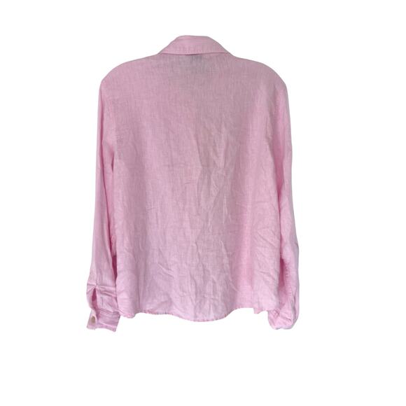Orvis Button Down Shirt Pink Women's Linen Blend Long Sleeve Lagenlook Medium - Picture 8 of 11